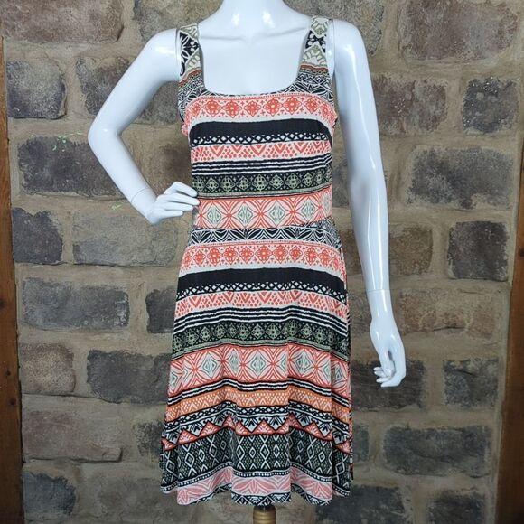 loft‎ NEW Petites Riverwalk Flare Sleeveless Red Black Dress Woman's Size 6P - Picture 1 of 16